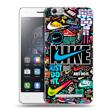 Силиконовый чехол на Lenovo Vibe C с принтом найк nike черный
