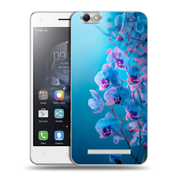 Силиконовый чехол на Lenovo Vibe C с принтом голубые орхидеи