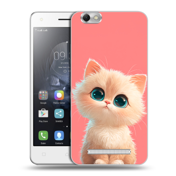 Силиконовый чехол на Lenovo Vibe C с принтом Розовый котенок