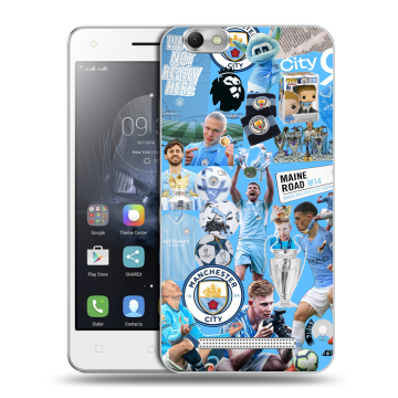 Силиконовый чехол на Lenovo Vibe C с принтом Man City Манчестер Сити