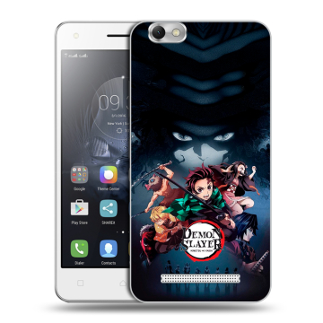 Силиконовый чехол на Lenovo Vibe C с принтом Demon Slayer Клинок рассекающий демонов