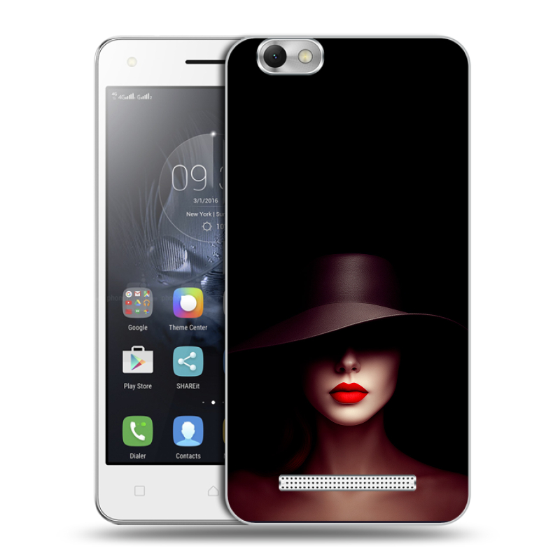 Силиконовый чехол на Lenovo Vibe C с принтом Девушка в шляпе Силиконовый чехол на Lenovo Vibe C с принтом Девушка в шляпе