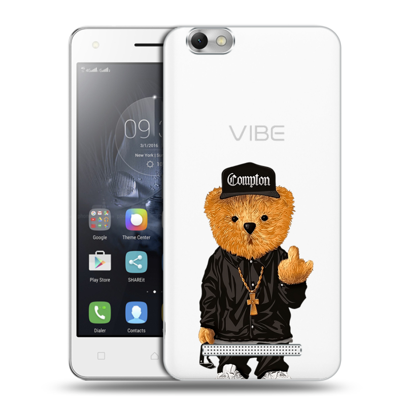 Силиконовый чехол на Lenovo Vibe C с принтом Мишка Силиконовый чехол на Lenovo Vibe C с принтом Мишка