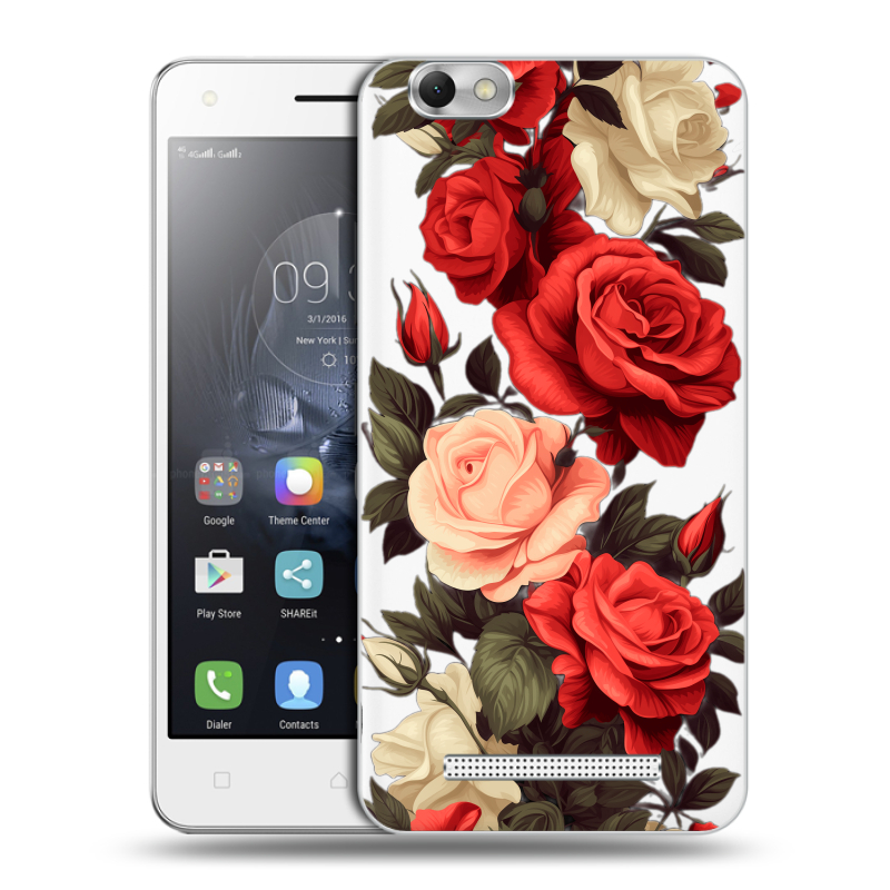 Силиконовый чехол на Lenovo Vibe C с принтом Розы Силиконовый чехол на Lenovo Vibe C с принтом Розы