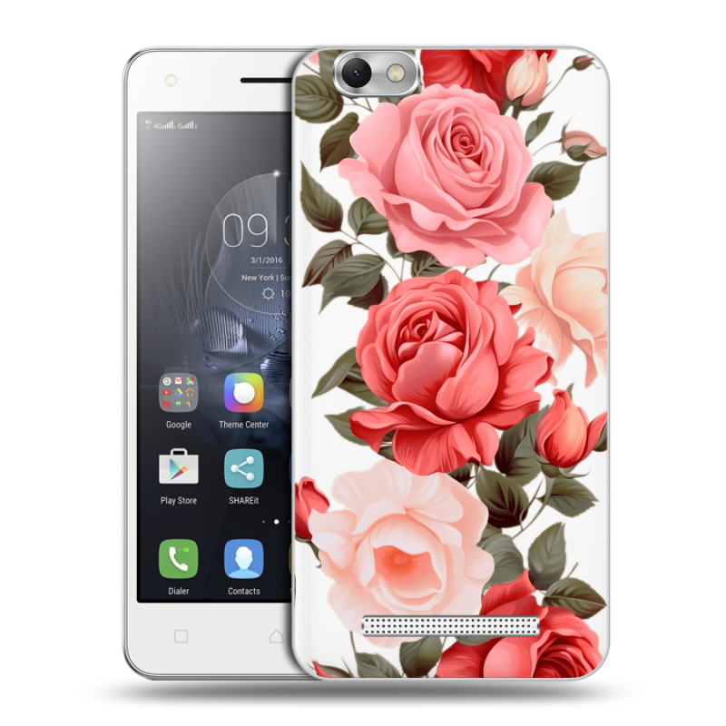 Силиконовый чехол на Lenovo Vibe C с принтом Розы Силиконовый чехол на Lenovo Vibe C с принтом Розы