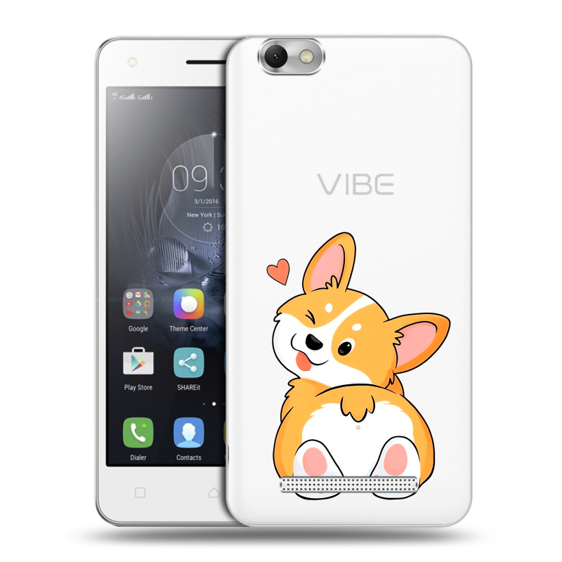 Силиконовый чехол на Lenovo Vibe C с принтом Корги Силиконовый чехол на Lenovo Vibe C с принтом Корги