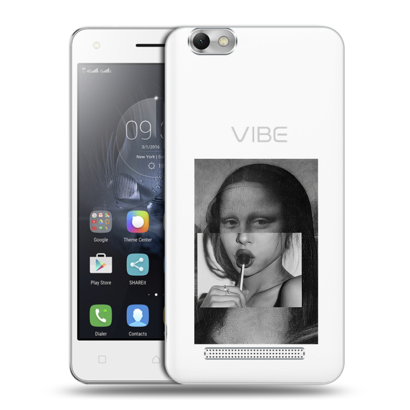 Силиконовый чехол на Lenovo Vibe C с принтом Мона Лиза Силиконовый чехол на Lenovo Vibe C с принтом Мона Лиза