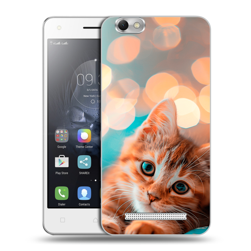Силиконовый чехол на Lenovo Vibe C с принтом котик Силиконовый чехол на Lenovo Vibe C с принтом котик