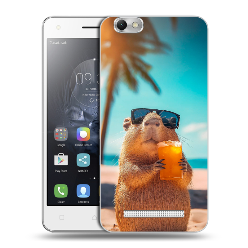 Силиконовый чехол на Lenovo Vibe C с принтом Капибара Силиконовый чехол на Lenovo Vibe C с принтом Капибара