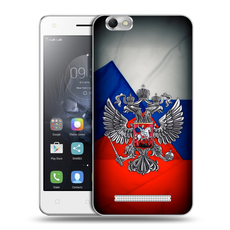 Силиконовый чехол на Lenovo Vibe C с принтом Флаг России Силиконовый чехол на Lenovo Vibe C с принтом Флаг России
