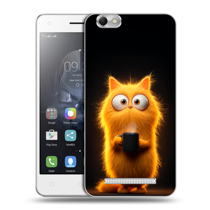 Силиконовый чехол на Lenovo Vibe C с принтом Смешной кот Силиконовый чехол на Lenovo Vibe C с принтом Смешной кот