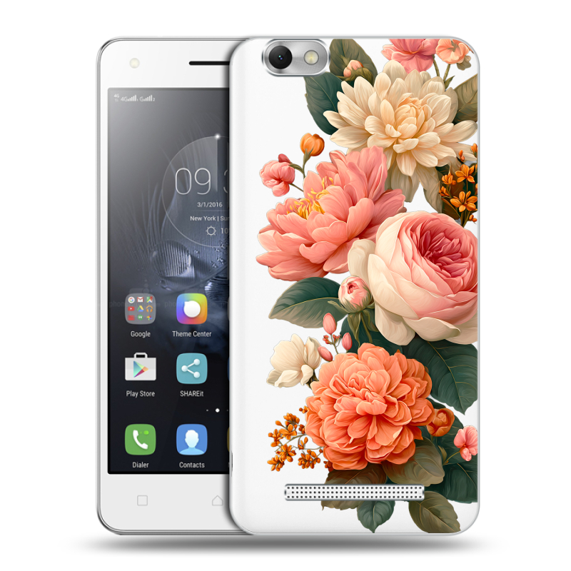 Силиконовый чехол на Lenovo Vibe C с принтом цветы Силиконовый чехол на Lenovo Vibe C с принтом цветы