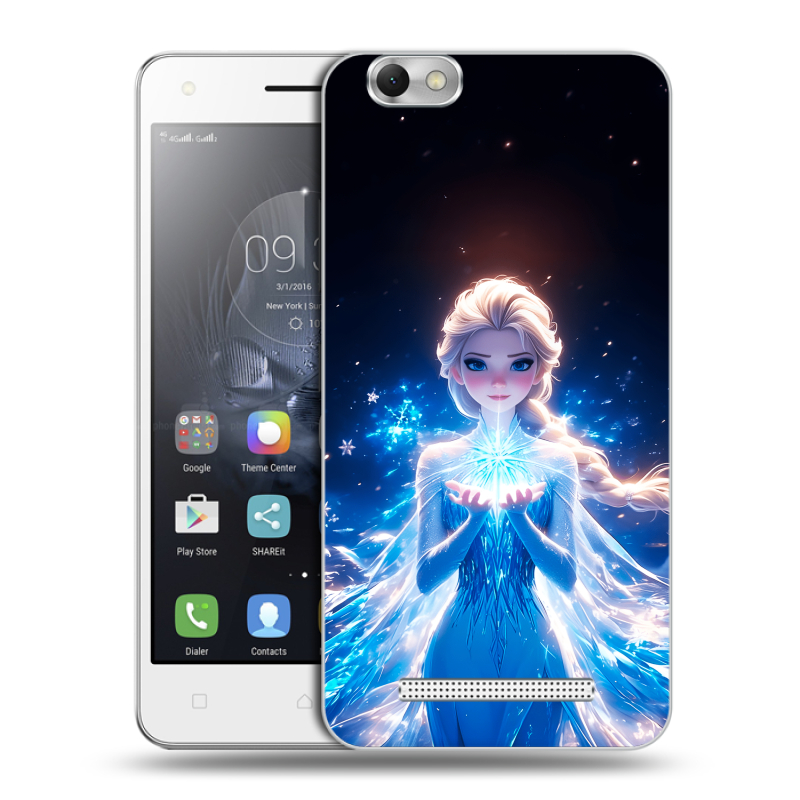 Силиконовый чехол на Lenovo Vibe C с принтом Холодное сердце Frozen Силиконовый чехол на Lenovo Vibe C с принтом Холодное сердце Frozen