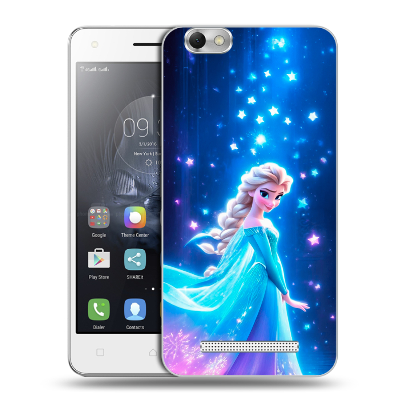 Силиконовый чехол на Lenovo Vibe C с принтом Холодное сердце Frozen Силиконовый чехол на Lenovo Vibe C с принтом Холодное сердце Frozen
