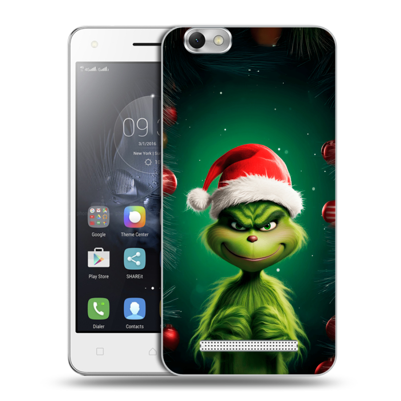 Силиконовый чехол на Lenovo Vibe C с принтом Гринч Новый год Рождество Силиконовый чехол на Lenovo Vibe C с принтом Гринч Новый год Рождество
