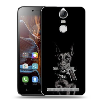 Силиконовый чехол на Lenovo K5 Note с принтом Доберман и пистолет Силиконовый чехол на Lenovo K5 Note с принтом Доберман и пистолет