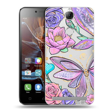 Силиконовый чехол на Lenovo K5 Note с принтом Бабочки и цветы Силиконовый чехол на Lenovo K5 Note с принтом Бабочки и цветы