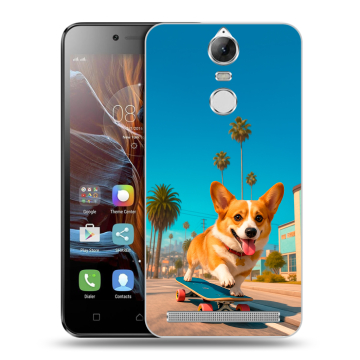 Силиконовый чехол на Lenovo K5 Note с принтом Корги на скейте Силиконовый чехол на Lenovo K5 Note с принтом Корги на скейте