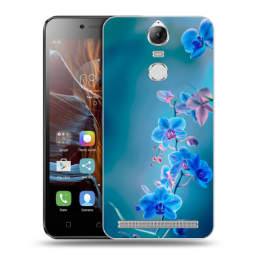Силиконовый чехол на Lenovo K5 Note с принтом Голубые цветы Силиконовый чехол на Lenovo K5 Note с принтом Голубые цветы