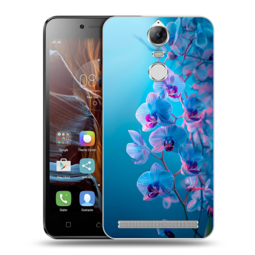 Силиконовый чехол на Lenovo K5 Note с принтом голубые орхидеи Силиконовый чехол на Lenovo K5 Note с принтом голубые орхидеи