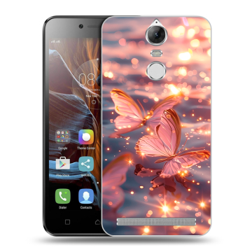 Силиконовый чехол на Lenovo K5 Note с принтом бабочки розовые Силиконовый чехол на Lenovo K5 Note с принтом бабочки розовые