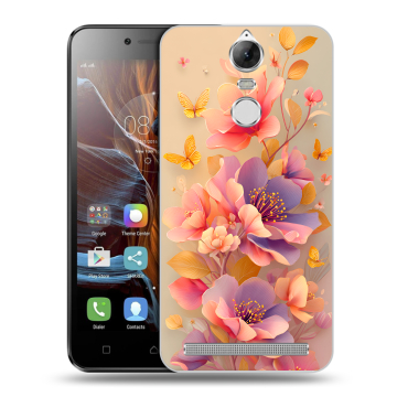 Силиконовый чехол на Lenovo K5 Note с принтом Цветы и бабочки Силиконовый чехол на Lenovo K5 Note с принтом Цветы и бабочки