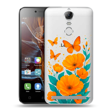 Силиконовый чехол на Lenovo K5 Note с принтом цветы бабочки Силиконовый чехол на Lenovo K5 Note с принтом цветы бабочки
