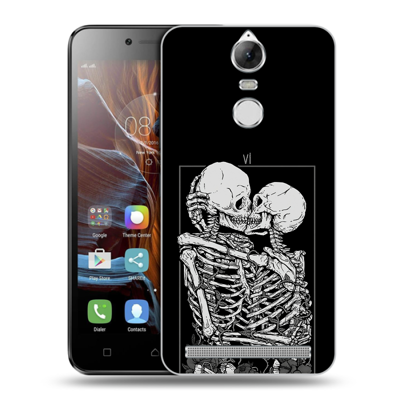 Пластиковый чехол на Lenovo K5 Note с принтом Поцелуй скелетов Пластиковый чехол на Lenovo K5 Note с принтом Поцелуй скелетов