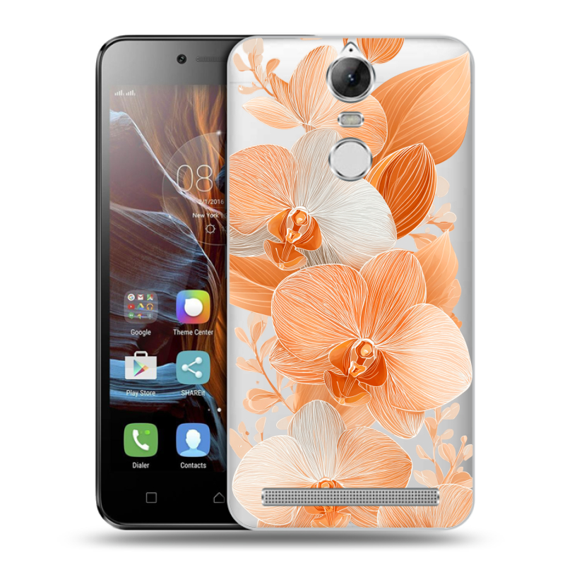 Силиконовый чехол на Lenovo K5 Note с принтом Бежевые цветы Силиконовый чехол на Lenovo K5 Note с принтом Бежевые цветы