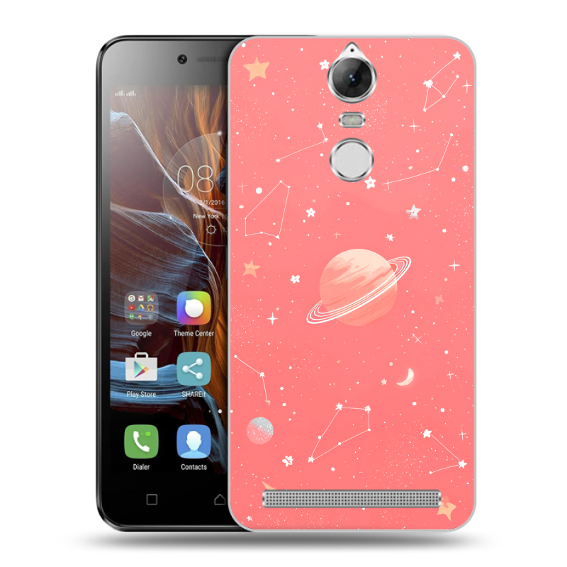 Силиконовый чехол на Lenovo K5 Note с принтом Розовый космос Силиконовый чехол на Lenovo K5 Note с принтом Розовый космос