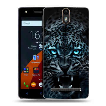Силиконовый чехол на Wileyfox Storm с принтом Темный леопард Силиконовый чехол на Wileyfox Storm с принтом Темный леопард