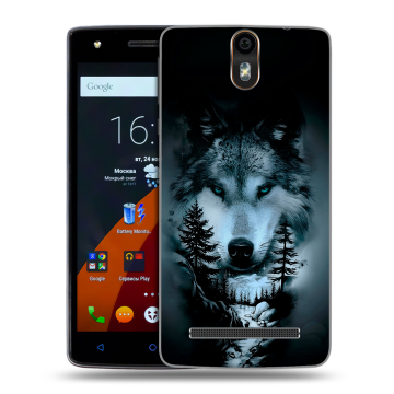 Силиконовый чехол на Wileyfox Storm с принтом Лесной волк