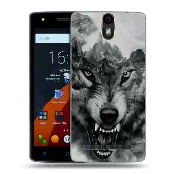 Силиконовый чехол на Wileyfox Storm с принтом Волк