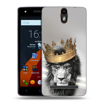 Силиконовый чехол на Wileyfox Storm с принтом Лев с короной