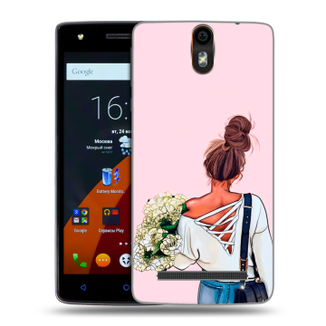 Силиконовый чехол на Wileyfox Storm с принтом Девушка и букет
