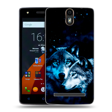 Силиконовый чехол на Wileyfox Storm с принтом Волки
