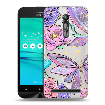 Силиконовый чехол на ASUS ZenFone Go 4.5 ZB452KG с принтом Бабочки и цветы