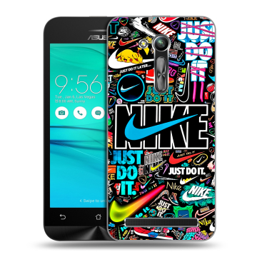 Силиконовый чехол на ASUS ZenFone Go 4.5 ZB452KG с принтом найк nike черный Силиконовый чехол на ASUS ZenFone Go 4.5 ZB452KG с принтом найк nike черный
