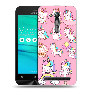 Силиконовый чехол на ASUS ZenFone Go 4.5 ZB452KG с принтом Единороги и радуга