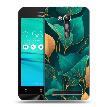 Силиконовый чехол на ASUS ZenFone Go 4.5 ZB452KG с принтом Листья и золото