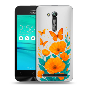 Силиконовый чехол на ASUS ZenFone Go 4.5 ZB452KG с принтом цветы бабочки