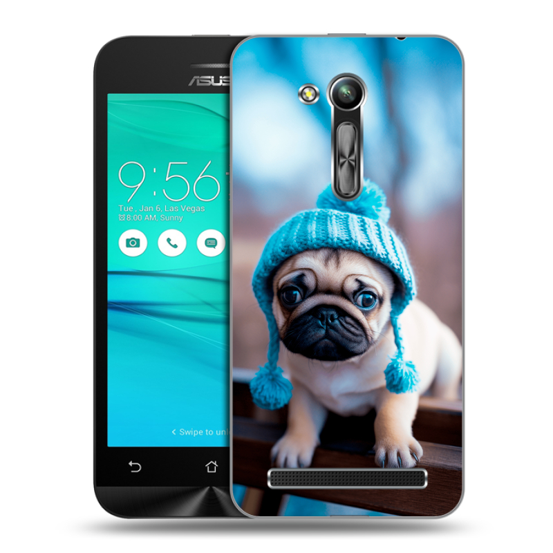 Пластиковый чехол на ASUS ZenFone Go 4.5 ZB452KG с принтом Мопс в шапке Пластиковый чехол на ASUS ZenFone Go 4.5 ZB452KG с принтом Мопс в шапке