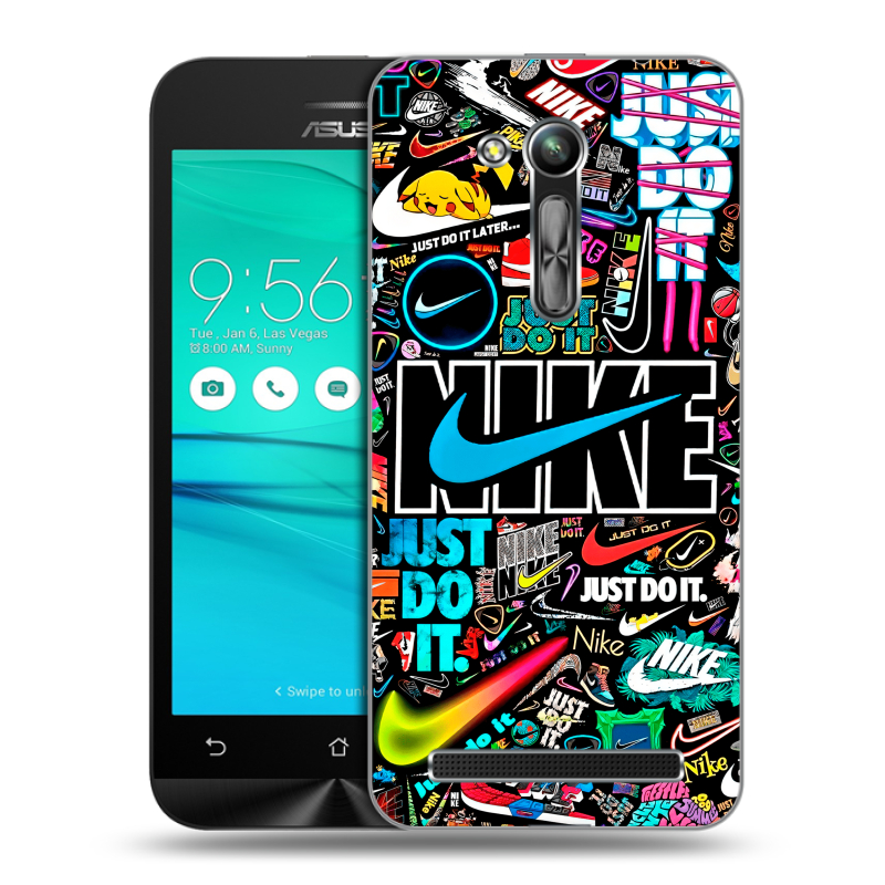 Пластиковый чехол на ASUS ZenFone Go 4.5 ZB452KG с принтом найк nike черный Пластиковый чехол на ASUS ZenFone Go 4.5 ZB452KG с принтом найк nike черный