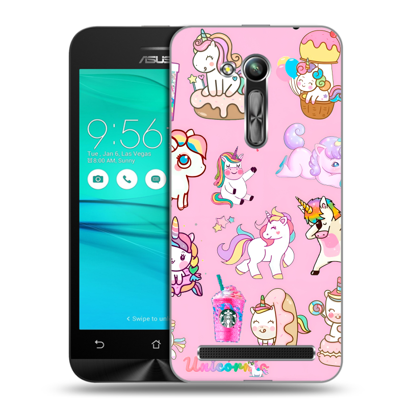 Силиконовый чехол на ASUS ZenFone Go 4.5 ZB452KG с принтом розовые единороги Силиконовый чехол на ASUS ZenFone Go 4.5 ZB452KG с принтом розовые единороги