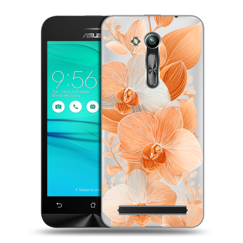 Силиконовый чехол на ASUS ZenFone Go 4.5 ZB452KG с принтом Бежевые цветы Силиконовый чехол на ASUS ZenFone Go 4.5 ZB452KG с принтом Бежевые цветы