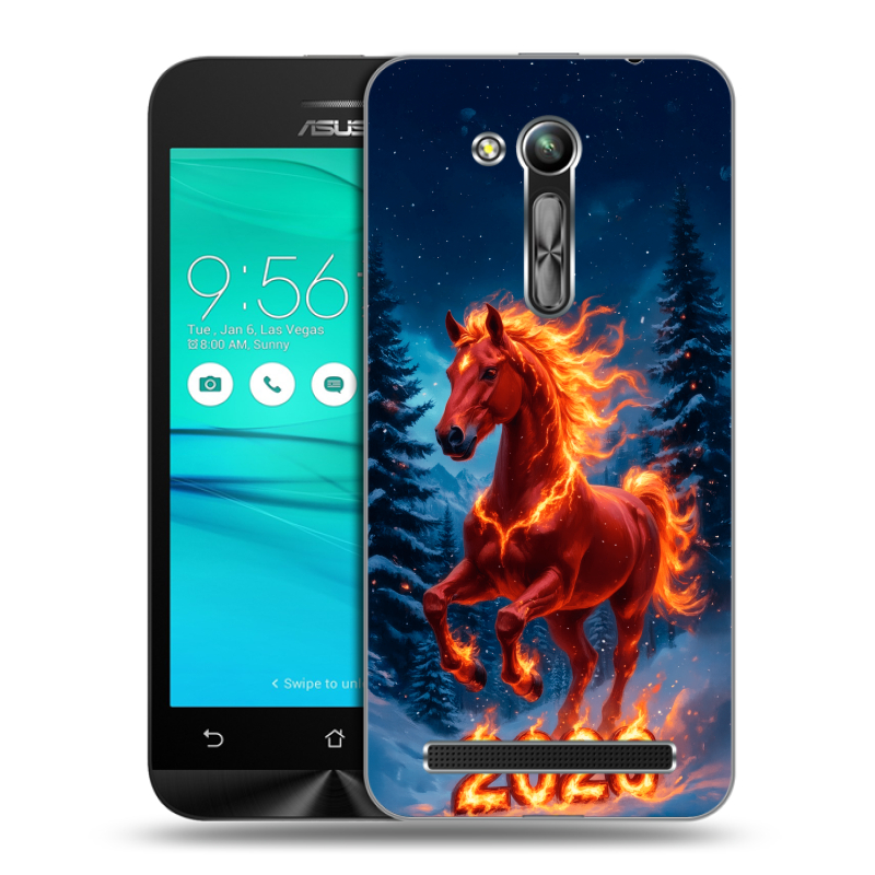 Силиконовый чехол на ASUS ZenFone Go 4.5 ZB452KG с принтом Новый год коня Силиконовый чехол на ASUS ZenFone Go 4.5 ZB452KG с принтом Новый год коня