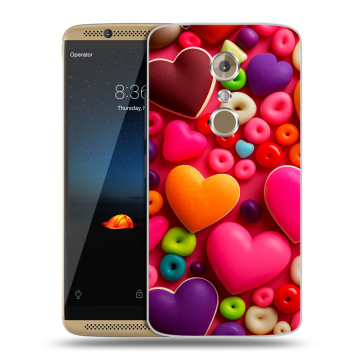Пластиковый чехол на ZTE Axon 7 с принтом Сердечки