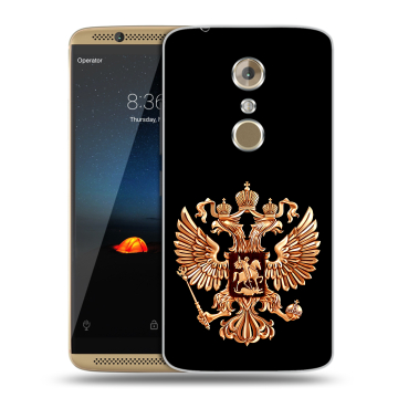 Пластиковый чехол на ZTE Axon 7 с принтом Герб России золотой Пластиковый чехол на ZTE Axon 7 с принтом Герб России золотой