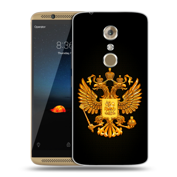 Пластиковый чехол на ZTE Axon 7 с принтом Герб России желтый Пластиковый чехол на ZTE Axon 7 с принтом Герб России желтый