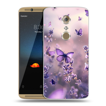 Пластиковый чехол на ZTE Axon 7 с принтом бабочки и лаванда Пластиковый чехол на ZTE Axon 7 с принтом бабочки и лаванда
